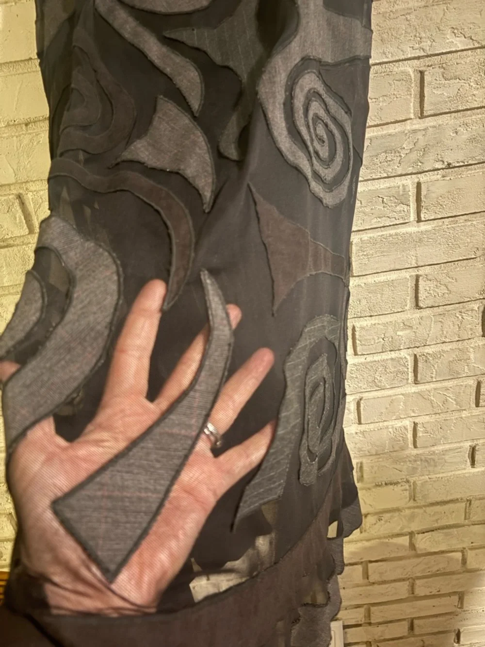TRIBAL size 4  Black Swirl A-Line Maxi Skirt burnout sheer EUC - Picture 5 of 8